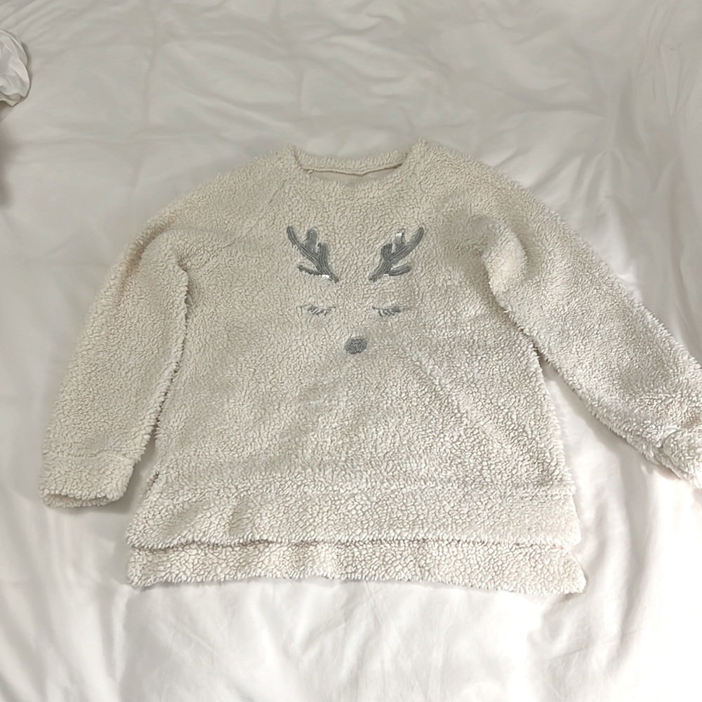 Cozy, fleece, cream colored sweater. Brand  unknown, size 2.